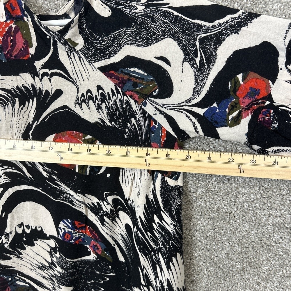 Free‎ People Womens Cold Shoulder Tunic Top Abstract Floral Black Red Small - Picture 8 of 10